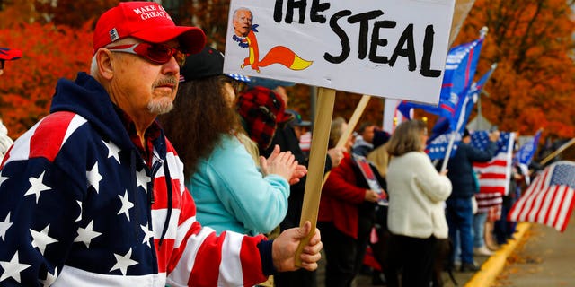 Supporters of President Trump attend a rally to protest President-elect Joe Biden's win Nov. 7, 2020, in Salem, Ore.