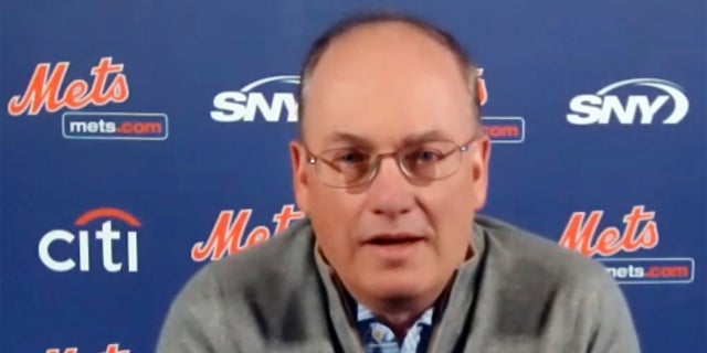 This photo from a Zoom press conference shows New York Mets owner Steve Cohen, martedì, Nov. 10, 2020.