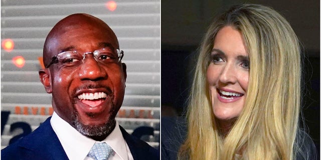 This combination of photos shows Raphael Warnock, left, a Democratic candidate for the U.S. Senate. and Republican U.S. Senate candidate Sen. Kelly Loeffler on Nov. 3, in Atlanta. The two are in a runoff election for the Senate seat. (AP Photos)