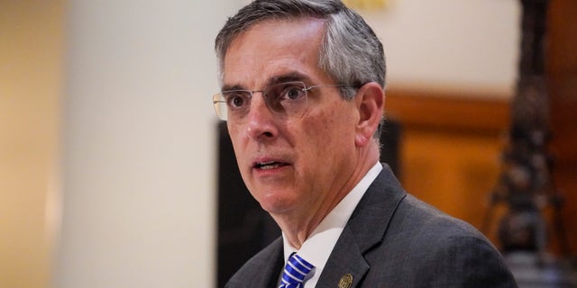 Georgia Secretary of State Brad Raffensperger speaks during a news conference on Friday, Nov. 20, 2020, in Atlanta. (AP Photo/Brynn Anderson)