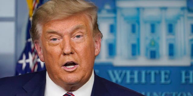 President Donald Trump speaks during an event in the briefing room of the White House in Washington, Friday, Nov. 20, 2020, on prescription drug prices.