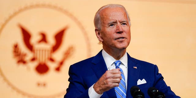 President-elect Joe Biden speaks at the Queen Theater on Wednesday, November 25, 2020 in Wilmington, Del.  (AP Photo / Carolyn Kaster)