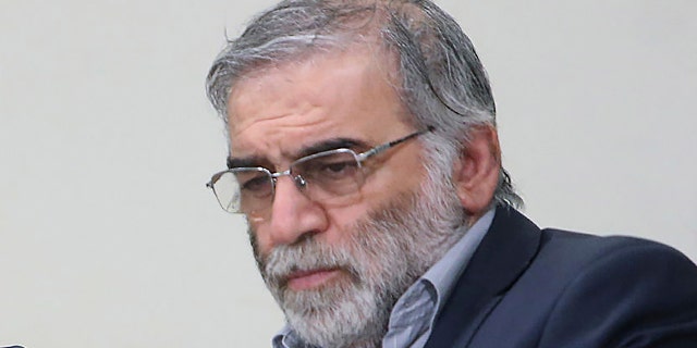 In this picture released by the official website of the office of the Iranian supreme leader, Mohsen Fakhrizadeh sits in a meeting with Supreme Leader Ayatollah Ali Khamenei in Tehran, Iran, Jan. 23, 2019. Fakhrizadeh, an Iranian scientist that Israel alleged led the Islamic Republic's military nuclear program until its disbanding in the early 2000s was killed in a targeted attack that saw gunmen use explosives and machine gun fire Friday Nov. 27, 2020, state television said. Two others are unidentified. (Office of the Iranian Supreme Leader via AP)