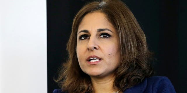 FILE - On this Monday, Nov. 10, 2014, file photo, Neera Tanden, president of the Center for American Progress, speaks during an introduction for New Start New Jersey at the NJIT in Newark, NJ (AP Photo / Mel Evans, File)