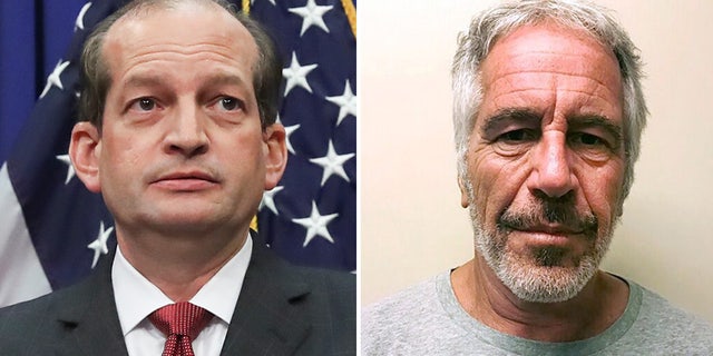 The Justice Department said Thursday that then-U.S. Attorney Alexander Acosta (left) exercised “poor judgment" while brokering a 2008 plea deal to end a federal probe into billionaire sex offender Jeffrey Epstein (right).