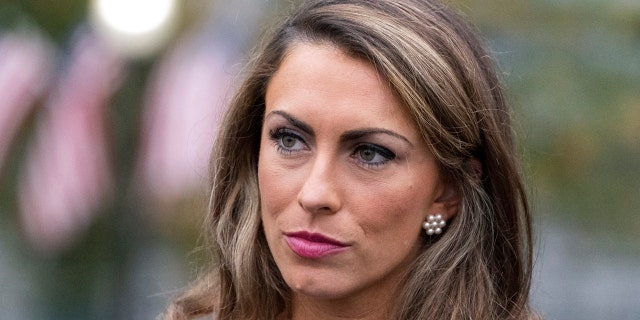 White House director of communications Alyssa Farah speaks with reporters at the White House, Tuesday, Oct. 27, 2020, in Washington. (AP Photo/Alex Brandon)