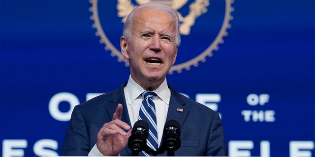 President-elect Joe Biden speaks at the Queen Theater, Tuesday, November 10, 2020, in Wilmington, Del.  Biden leads in Georgia by around 14,000 votes as a recount is underway on Friday.  (AP Photo / Carolyn Kaster)