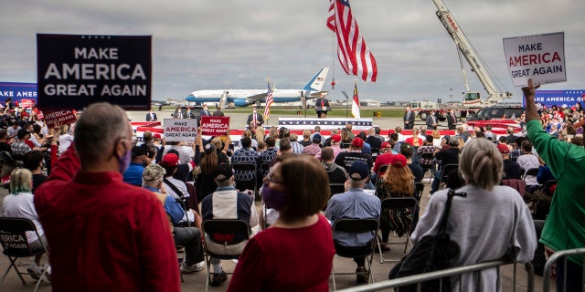 Vice President Mike Pence speaks during a campaign event at the Piedmont Triad International Airport in Greensboro, N.C., Tuesday, Oct. 27, 2020.