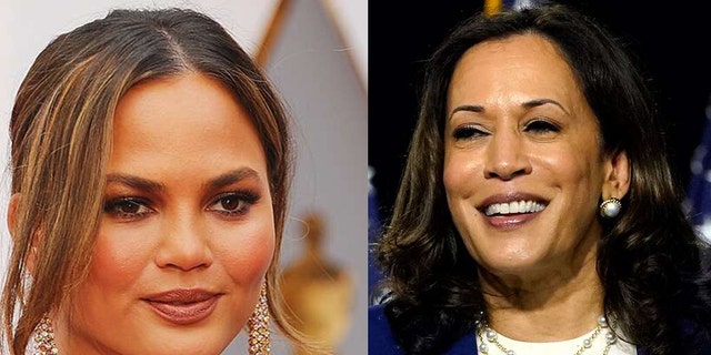 Chrissy Teigen is on an emotional high after receiving a hug from Sen. Kamala Harris at a rally for the Democratic vice presidential nominee on Monday.