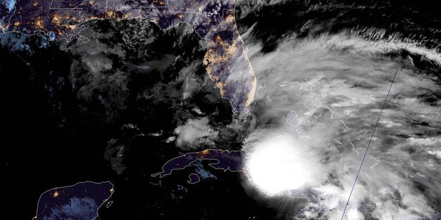 Tropical Storm Eta can be seen over Cuba as the storm moves closer to southern Florida on Nov. 8, 2020.