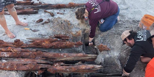 The wreck was revealed following a tropical storm.