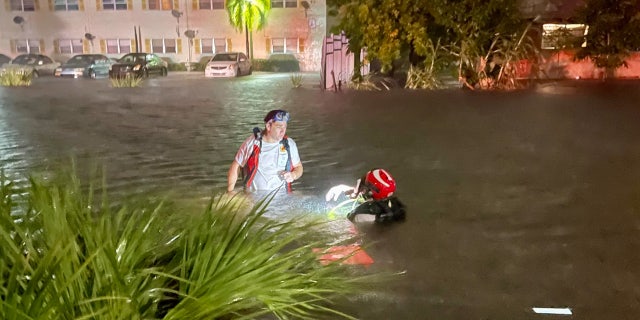 A man was in critical condition after driving into a canal in Lauderhill, Fla. on Sunday, Nov. 8, 2020.
