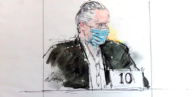 In this Oct. 16, 2020, court artist sketch, former Mexican defense secretary Gen. Salvador Cienfuegos Zepeda's appears in federal court in Los Angeles. (Bill Robles via AP, File)