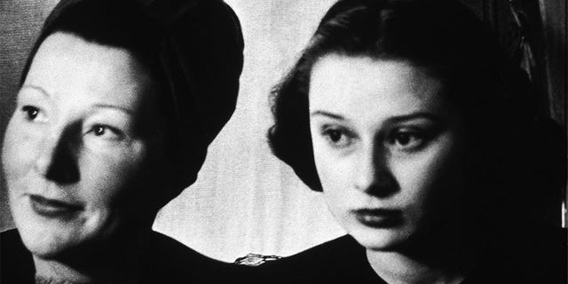 Audrey Hepburn (1929 - 1993) as a teenager with her mother, Dutch baroness Ella Van Heemstra, 1946.