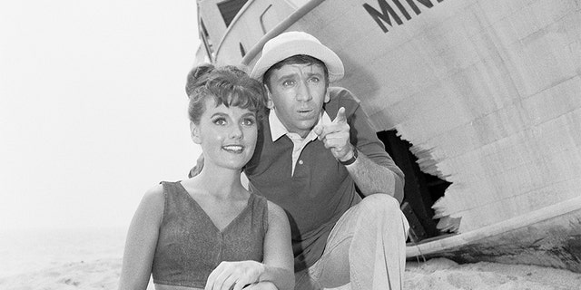 'Gilligan's Island' cast, left to right, Dawn Wells (as Mary Ann Summers) and Bob Denver (as first mate Gilligan) appearing in the pilot episode. 