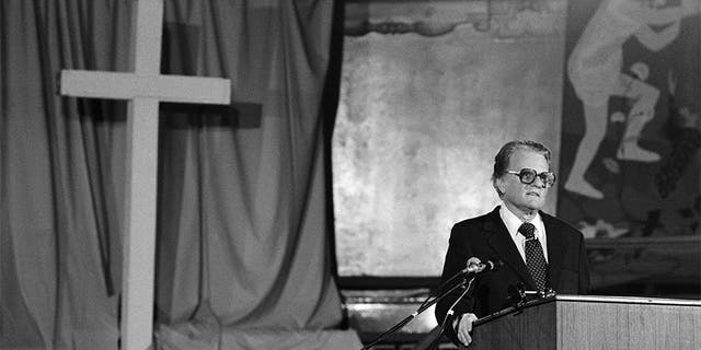 Evangelist Billy Graham in Oxford, Jan 30, 1980