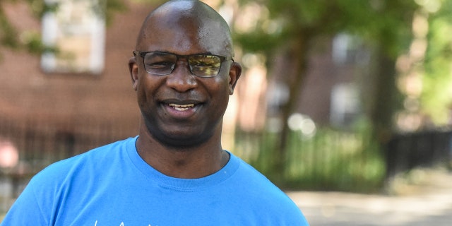 New York congressional candidate Jamaal Bowman campaigns the day before Election Day on June 22, 2020, in Edenwald Houses in the Bronx borough in New York City.<br> (Photo by Stephanie Keith/Getty Images)