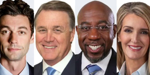 Candidates for the second round of the Georgia Senate elections on January 5, from left: Jon Ossoff, Senator David Perdue, Raphael Warnock and Senator Kelly Loeffler.