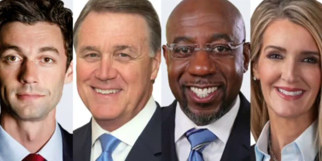 Candidates in Georgia Senate runoff elections Jan. 5, left to right: Jon Ossoff, Sen. David Perdue, Raphael Warnock and Sen. Kelly Loeffler.