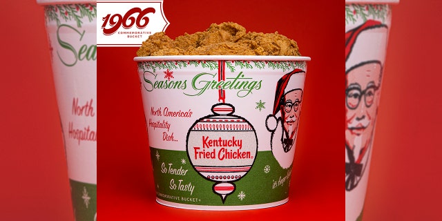 The 1966 replica bucket includes the slogan "North America's Hospitality Dish," which discontinued shortly afterward.