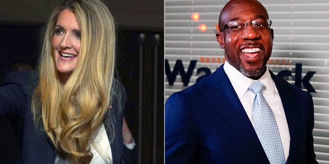 Loeffler, left, and Warnock, right 