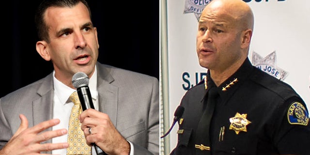 Photos of San Jose Mayor Sam Liccardo and Police Chief Edgardo Garcia