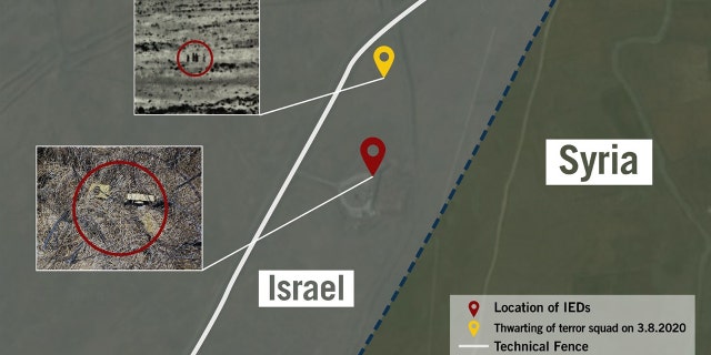 Illustration of where the IEDs were found. (Israel Defense Forces)