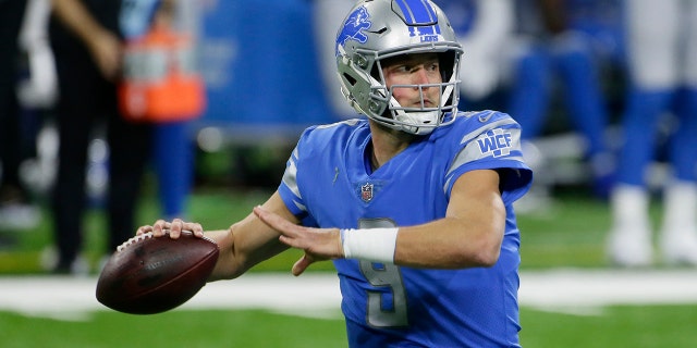 Detroit Lions quarterback Matthew Stafford throws during the first half of an NFL football game against the Washington Football Team, Sunday, Nov. 15, 2020, in Detroit. (AP Photo/Duane Burleson)