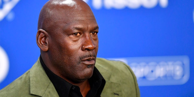 PARIS, FRANCE - JANUARY 24: Michael Jordan attends a press conference before the NBA Paris Game match between Charlotte Hornets and Milwaukee Bucks on January 24, 2020 in Paris, France. (Photo by Aurelien Meunier/Getty Images)