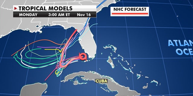 Forecast models show how Tropical Storm Eta is lingering over the eastern Gulf of Mexico.