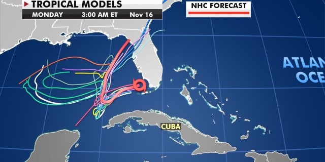 Forecast models show how Tropical Storm Eta is lingering over the eastern Gulf of Mexico.