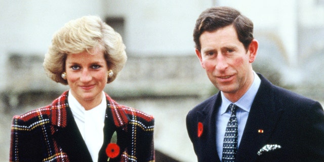 Charles and Diana, Prince and Princess of Wales, pose outside Chateau de Chambord during their official visit to France on November 9, 1988 in Chambord, France. 