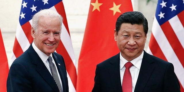 Chinese President Xi Jinping shakes hands with U.S. Vice President Joe Biden (L) inside the Great Hall of the People in Beijing December 4, 2013. REUTERS/Lintao Zhang/Pool (CHINA - Tags: POLITICS) - GM1E9C41JRZ01