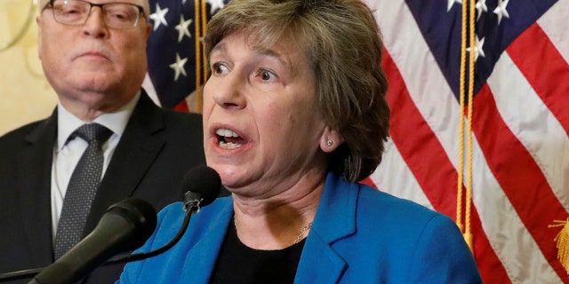 American Federation of Teachers President Randi Weingarten speaks at a news conference in Washington.