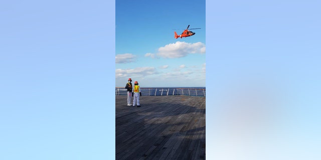 The man was later taken by U.S. coast Guard helicopter to a medical facility shoreside.