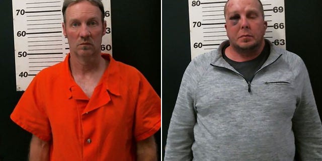 Troy Pexton, left, and Scott Blackett were arrested Friday after police found the body of a man believed to have been murdered dumped in the desert.