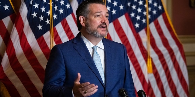 Senator Ted Cruz, a Republican from Texas, speaks during a news conference at the U.S. Capitol in Washington, D.C., U.S., on Monday, Oct. 26, 2020. Photographer: Graeme Jennings/Washington Examiner/Bloomberg via Getty Images