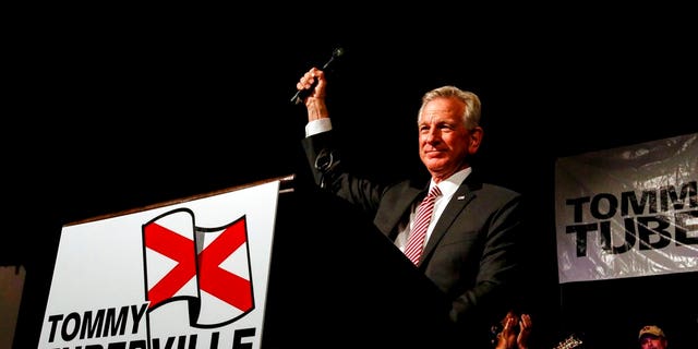 Sen. Tommy Tuberville speaks to supporters after he defeated former Sen. Jeff Sessions in the runoff election in Montgomery, Alabama, on July 14, 2020. (AP Photo/Butch Dill)