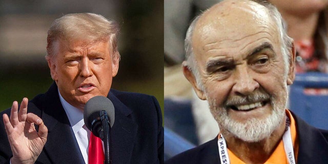 Donald Trump (left) said that the late Sean Connery (left) helped him with a 'big development' in Scotland, though didn't offer any specifics.