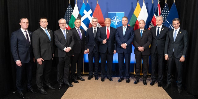 President Trump meets on Dec. 4, 2019, with defense chiefs from NATO nations that have met their military spending commitment. (White House photo)
