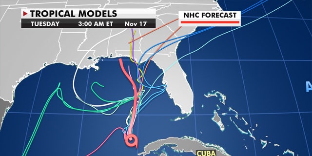 Forecast models show there is still some uncertainty in where Eta may go.