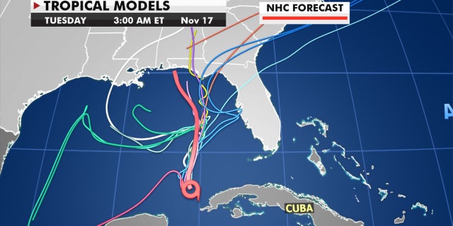 Forecast models show there is still some uncertainty in where Eta may go.