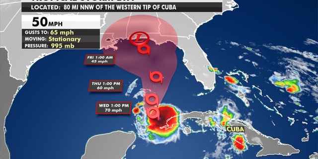 The forecast track of Tropical Storm Eta.