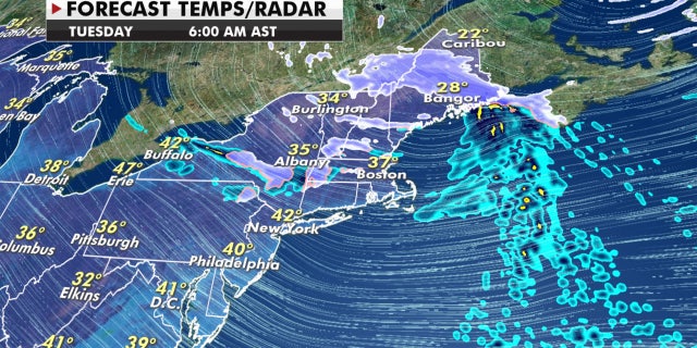 Light snow is possible across portions of the Northeast on Tuesday morning.