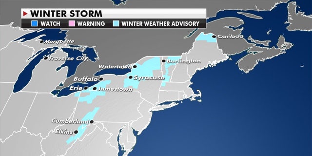 Winter weather advisories have been posted across the interior Northeast and into New England.