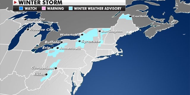 Winter weather advisories have been posted across the interior Northeast and into New England.