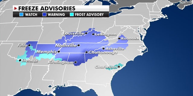 Frost and freeze advisories stretch across the Mid-South.
