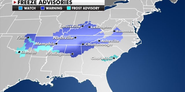 Frost and freeze advisories stretch across the Mid-South.