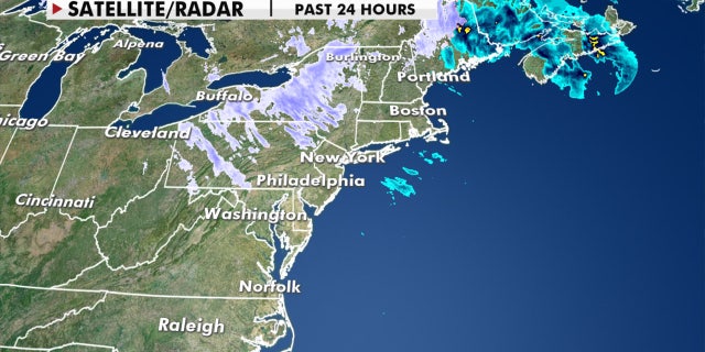 Rounds of light snow can be expected across the interior Northeast on Monday into Tuesday.