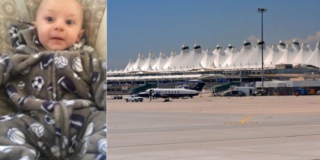 An Ambert Alert was issued Saturday for 5-month-old Peyton Everett Caraballo-Winston, who was found with his alleged abductor at Denver International Airport, 据警察.